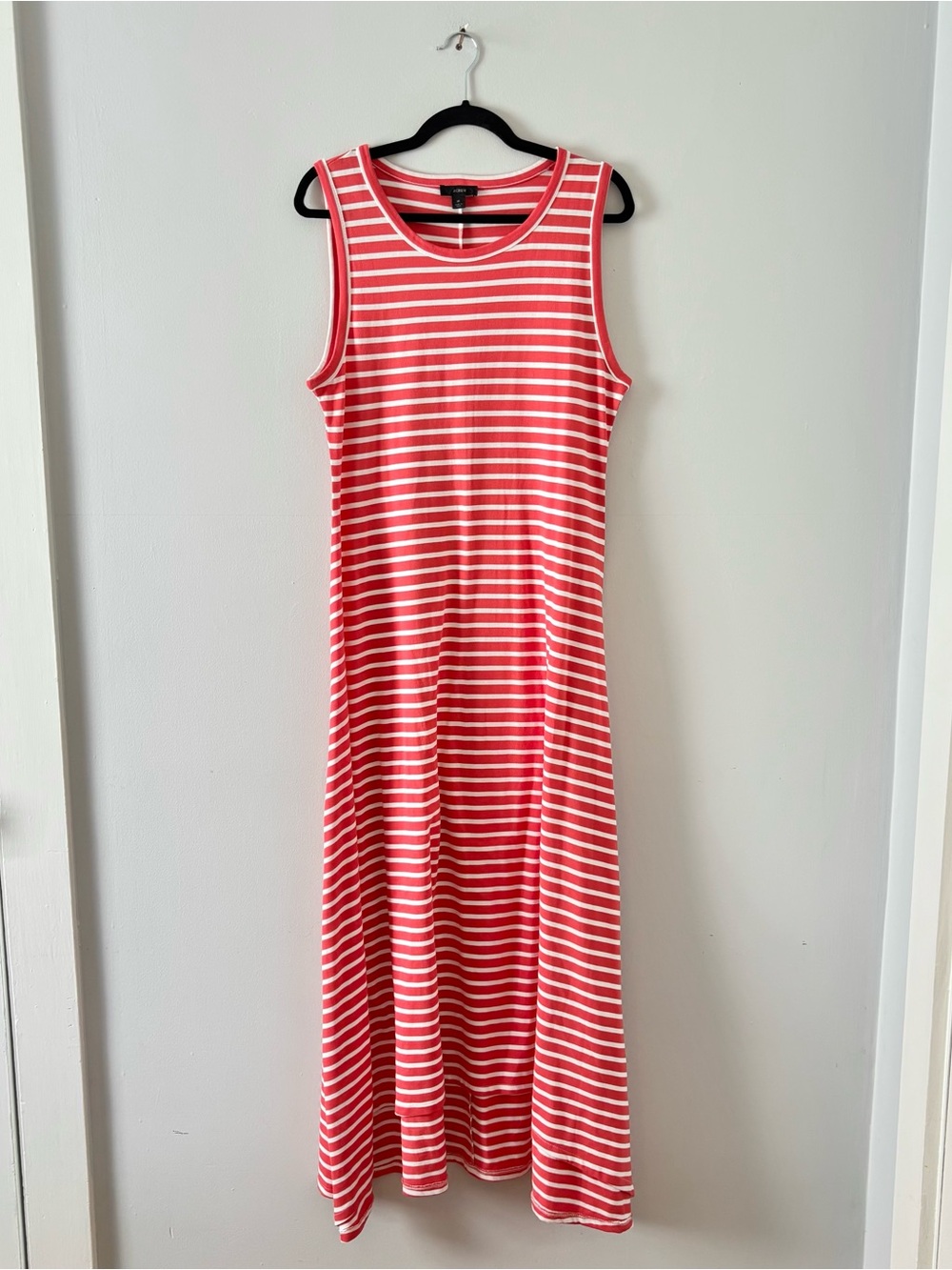 J. Crew NWT Striped Cotton Maxi Dress Tank T-Shirt Sleeveless Thick Knit Red